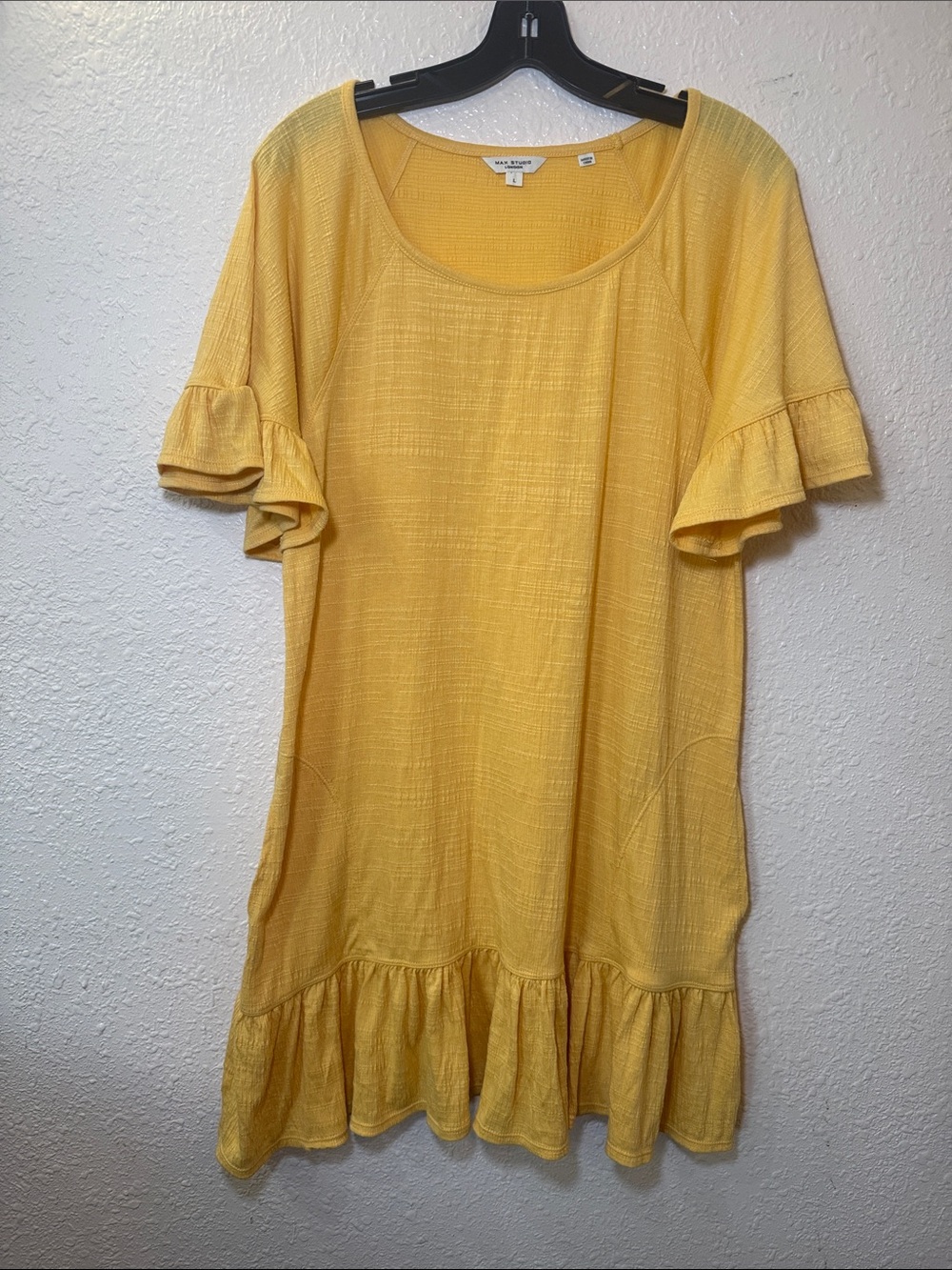 Max studio London yellow ruffles sleeve woman dress